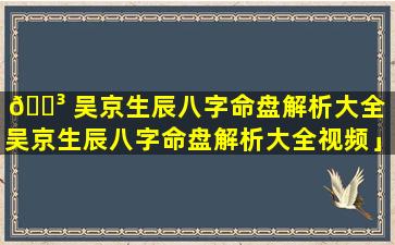 🌳 吴京生辰八字命盘解析大全「吴京生辰八字命盘解析大全视频」